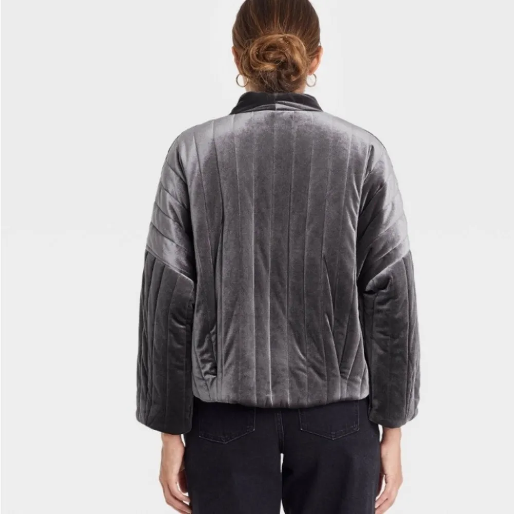 Gray velvet open kimono jacket - Image 2