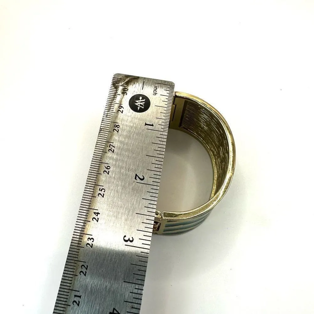 Green and gold tone watch bangle bracelet - Image 8