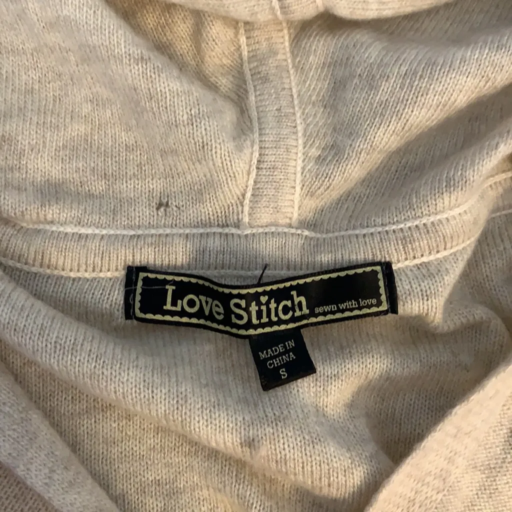 Love Stitch Poncho with Hood Small Tan - Image 2