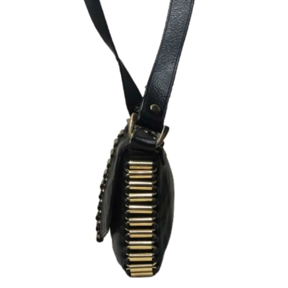 TED BAKER Black Lambskin and Brass Accent Throughout Bag & Strap Crossbody Bag - Image 2