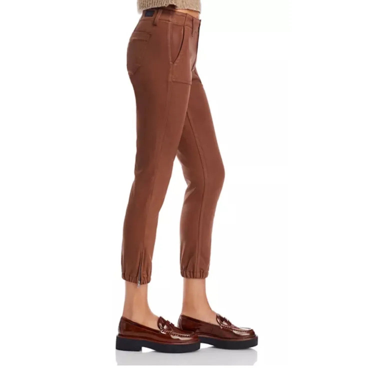 PAIGE Women's Mayslie Jogger pants in Cognac Luxe Coating size 28 - Image 8