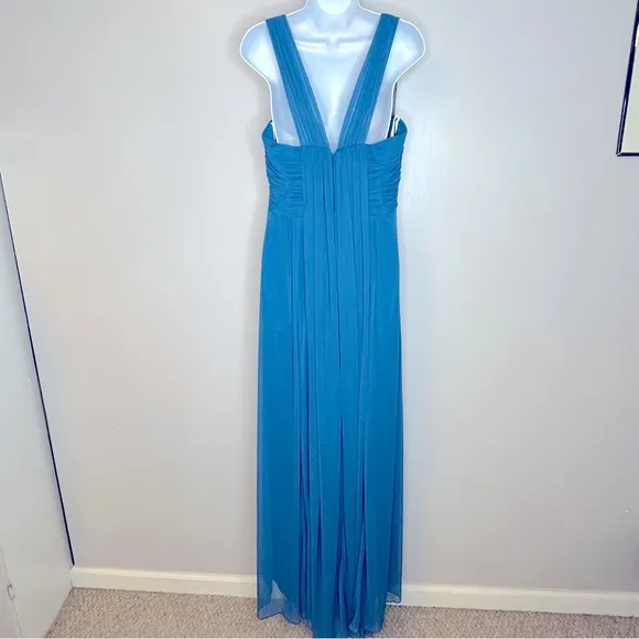 Jenny Yoo Chiffon Knit Bridesmaid Dress in Ocean Blue Size 12‎ NWT - Image 4