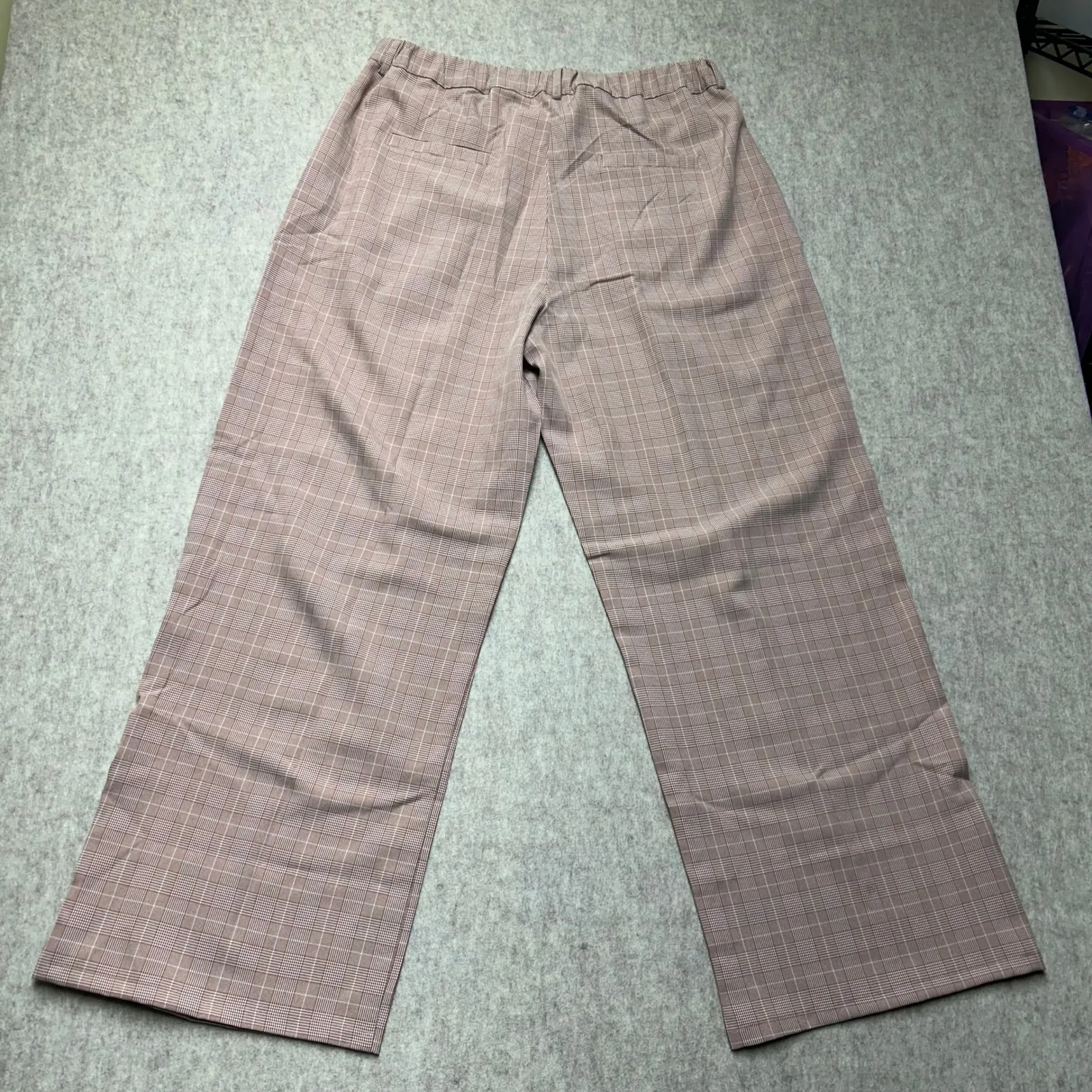 Womens 2XL Plaid Wide Leg High Waist Pants Casual Trousers Elastic Waist NWOT Brown Size XXL - Image 5