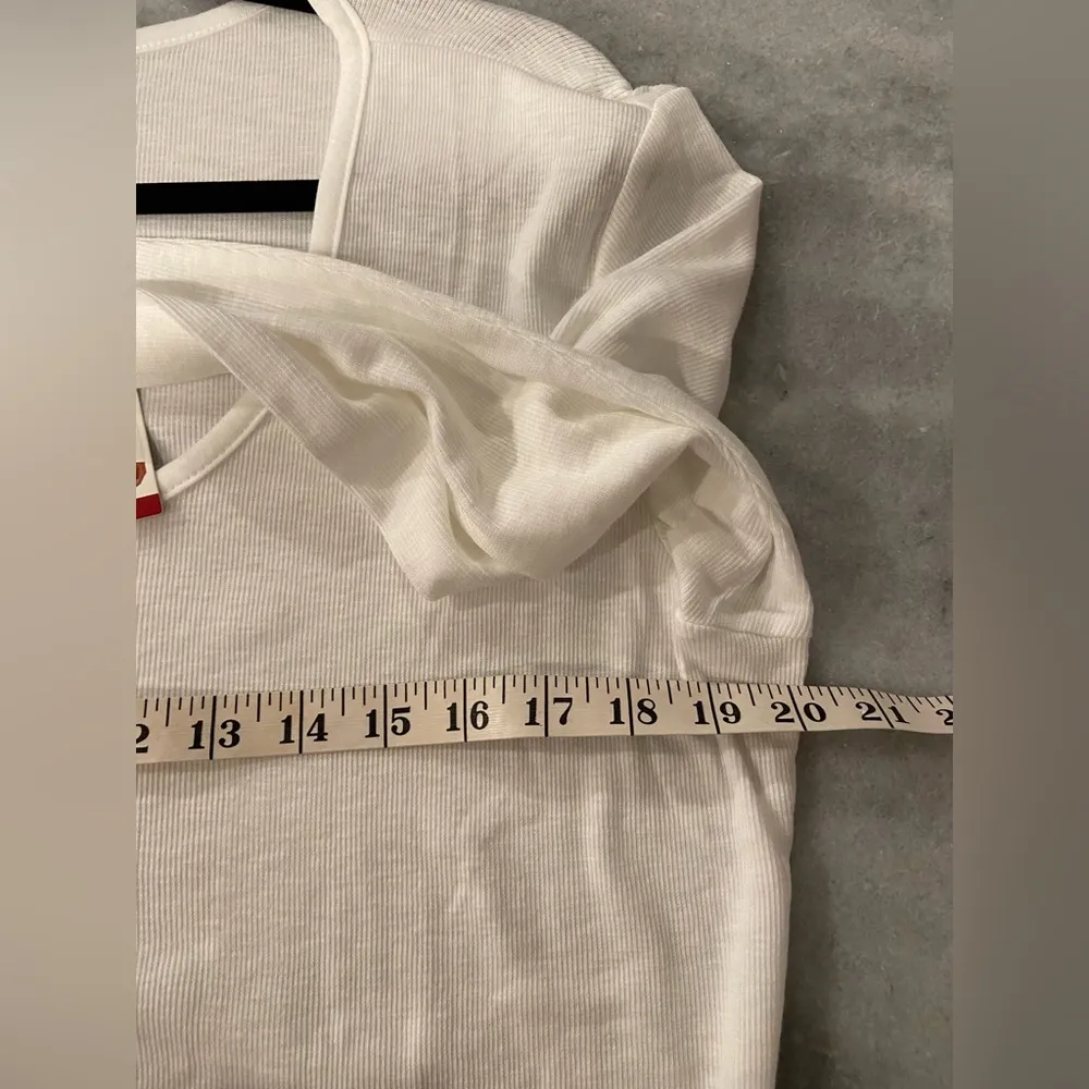 NWT Eddie Bauer Size XL White Cotton Scoop Neck Snap Long Sleeve Henley Top - Image 9