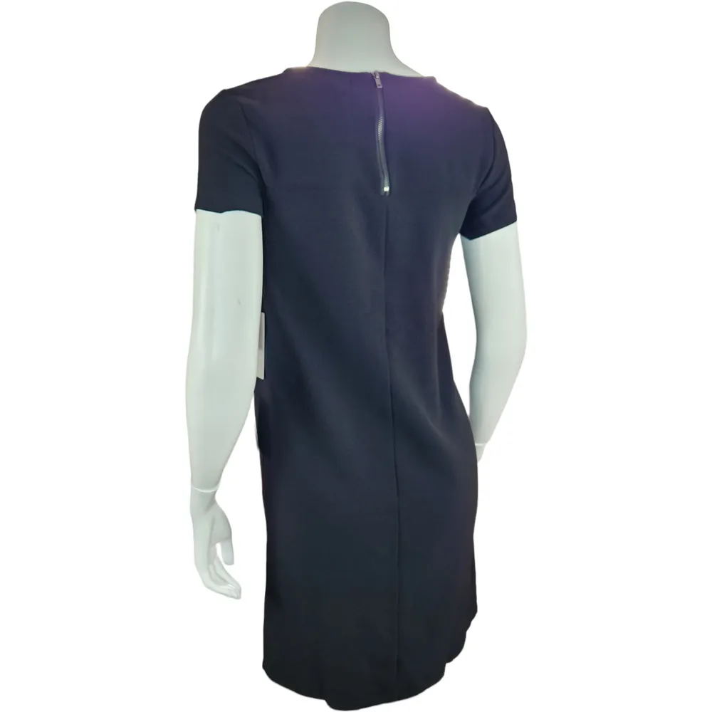 Chelsea 28 Womens XXS Black Midi Short Sleeve Shift Dress Zipper NWT Summer - Image 6