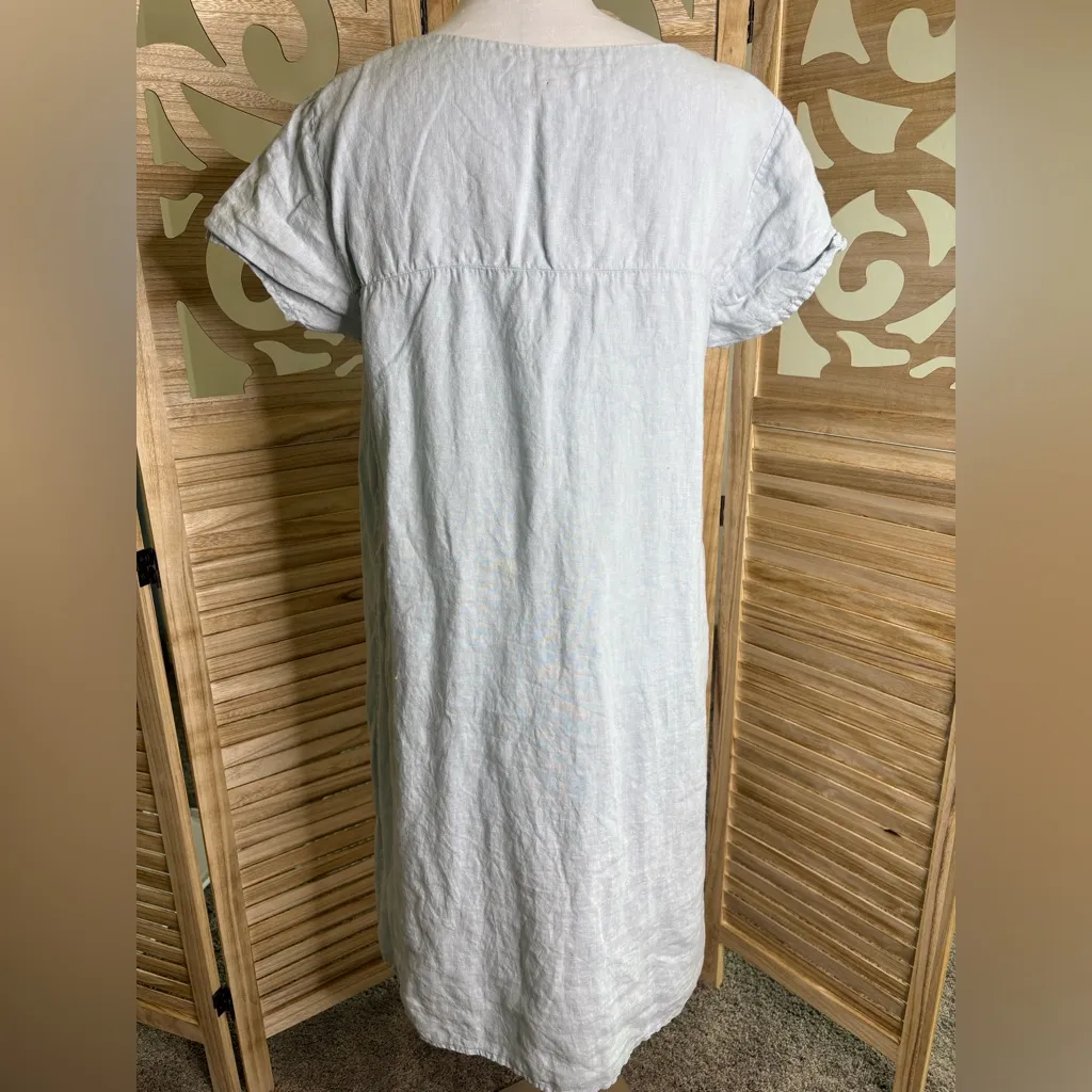 Flax  Light Blue Pullover Linen Shift Dress Size Small - Image 2