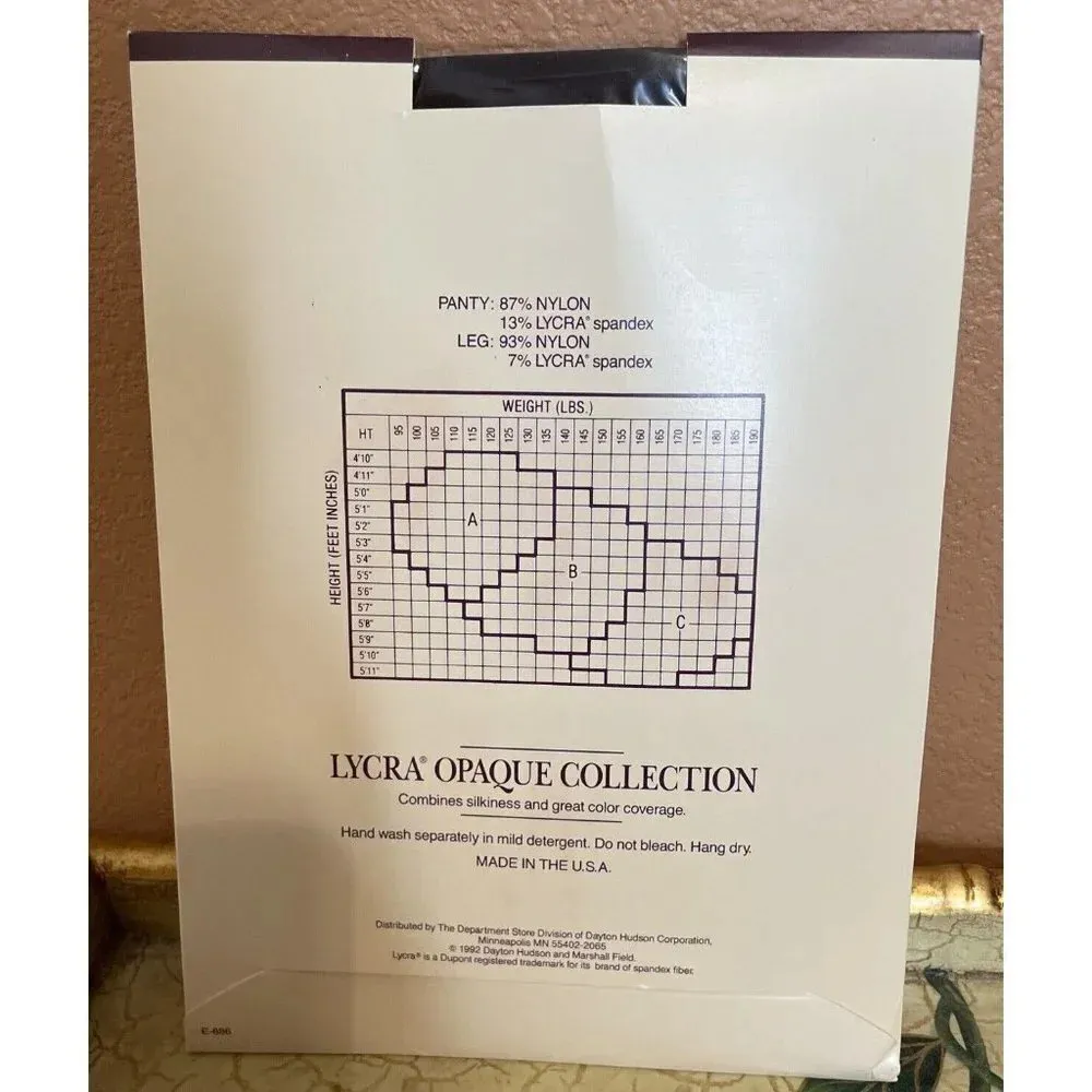 Field Manor Lycra Opaque Pantyhose Control‎ Top Size B Darkest Brown Style 382 - Image 2