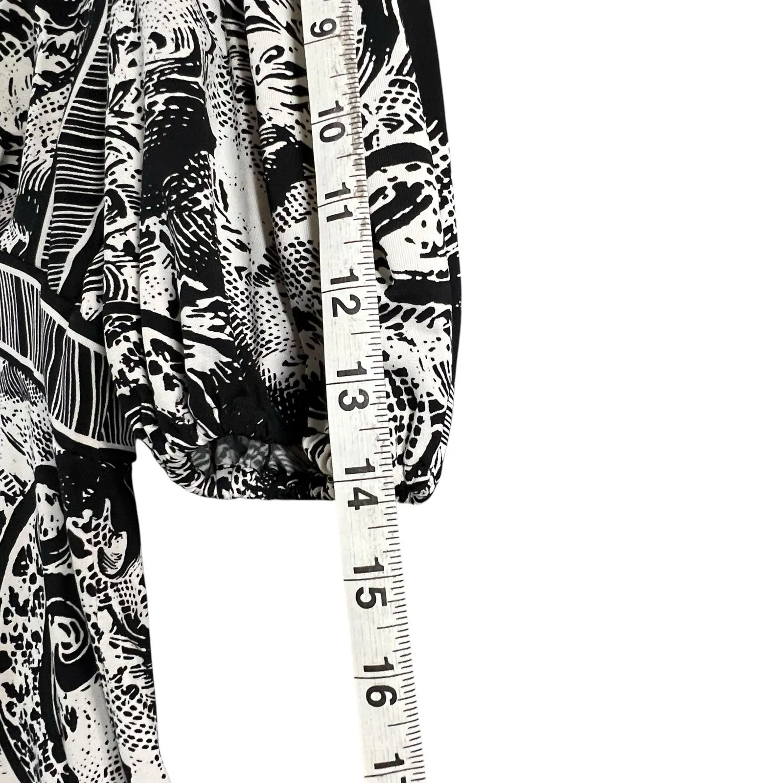 Bcbgmaxazria Top Womens S Black White Floral Paisley Empire Romantic Boho Blouse - Image 12