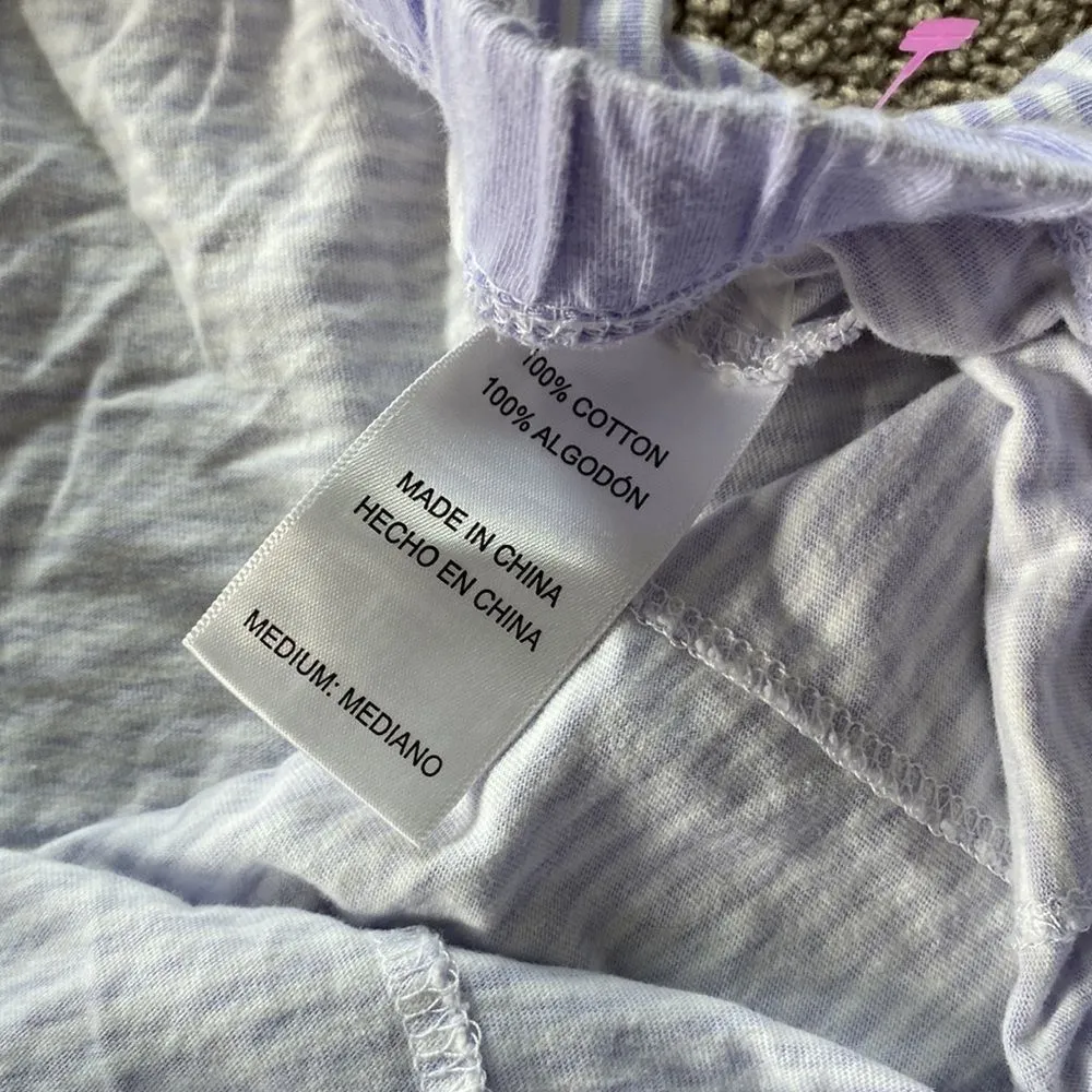 Carole Hochman Lavender White Striped Pajama Set SIZE M Purple Size M - Image 4