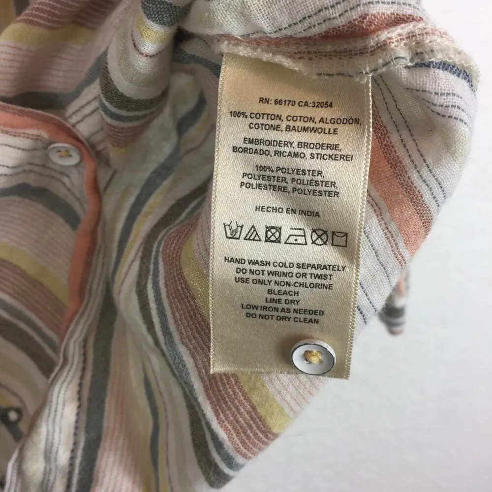 Anthropologie Akemi And Kin Embroidered Striped Button Down Top XS/S Oversized - Image 7