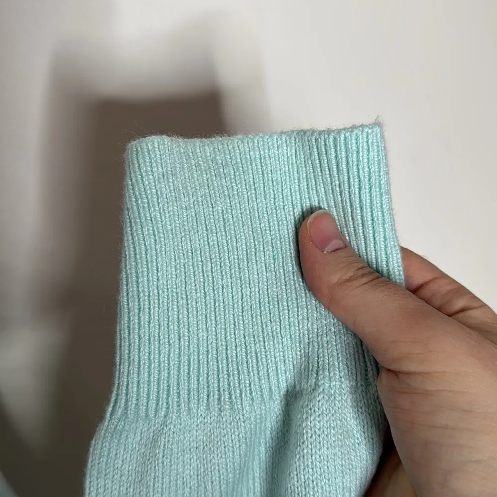 Lands' End Turtleneck Cotton wool pastel sea foam green sweater sz L (14 - 16) - Image 9