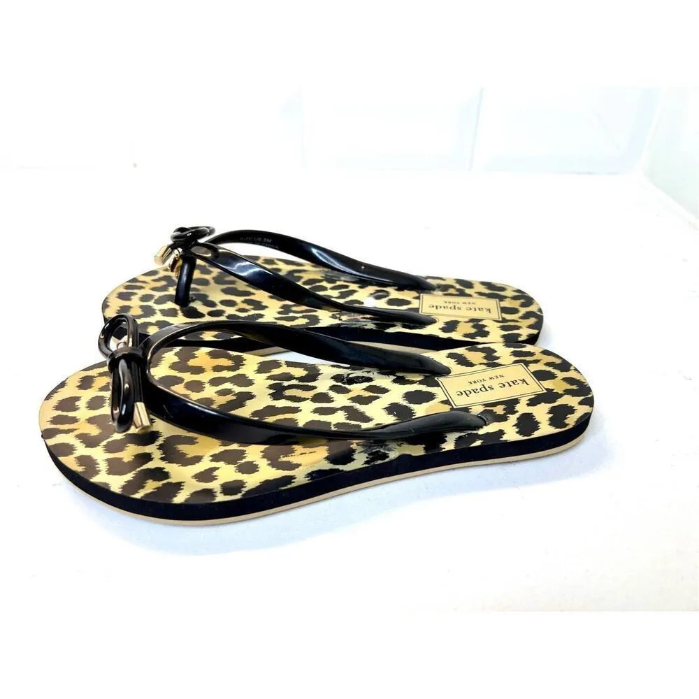 Kate Spade Nova Leopard Animal‎ Print Flip Flop Green Black Sz 5 NWOT Designer - Image 5