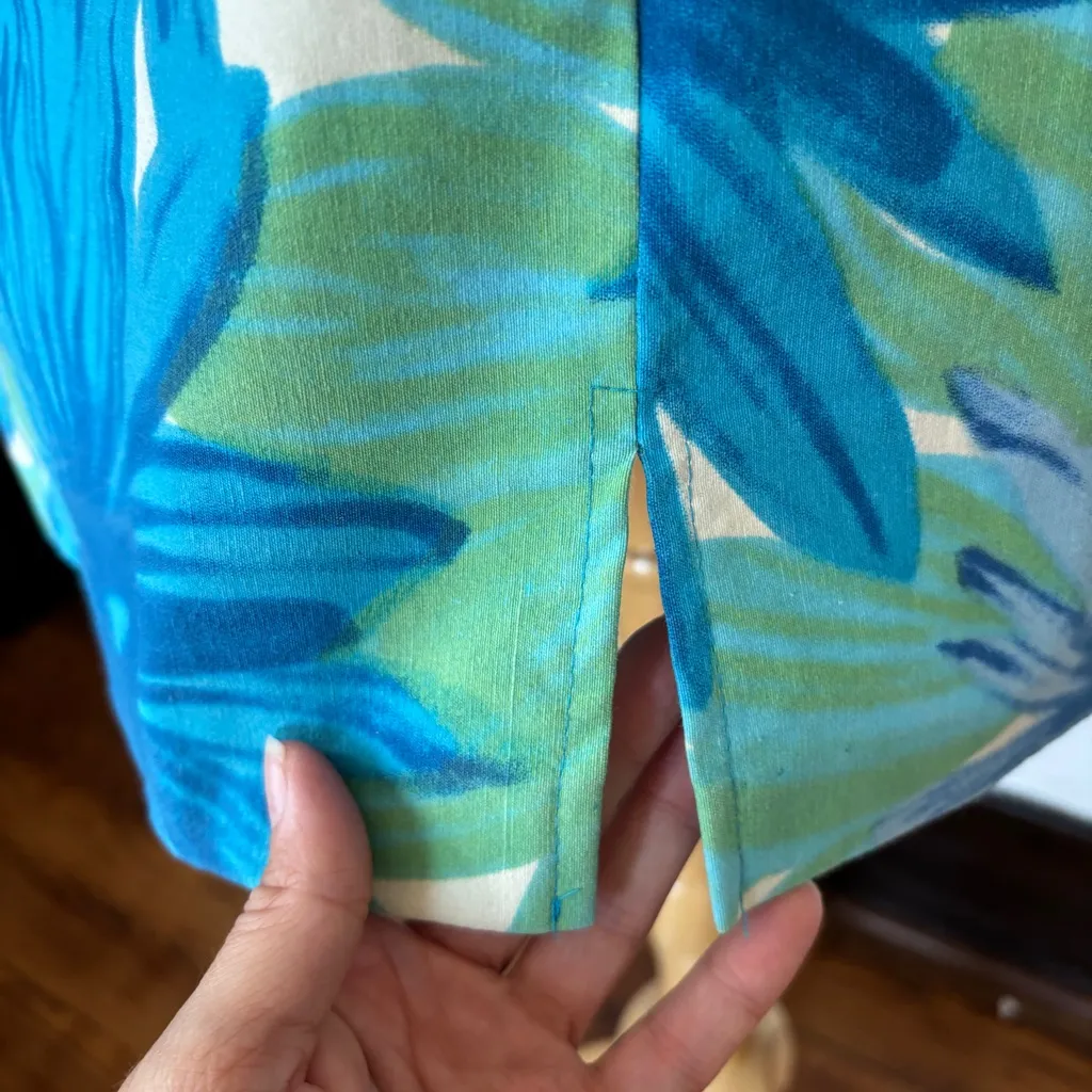 Vintage 90s Blue Floral Sleeveless Strappy Fitted Dress - Image 5