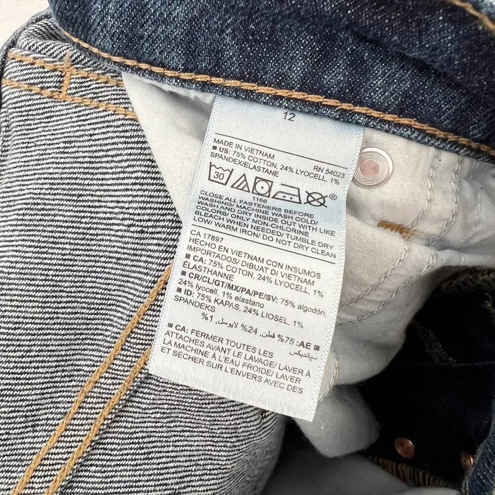 [Old Navy] High Rise Slouchy Straight Distressed Ripped Jeans Button Fly Size 12 - Image 11