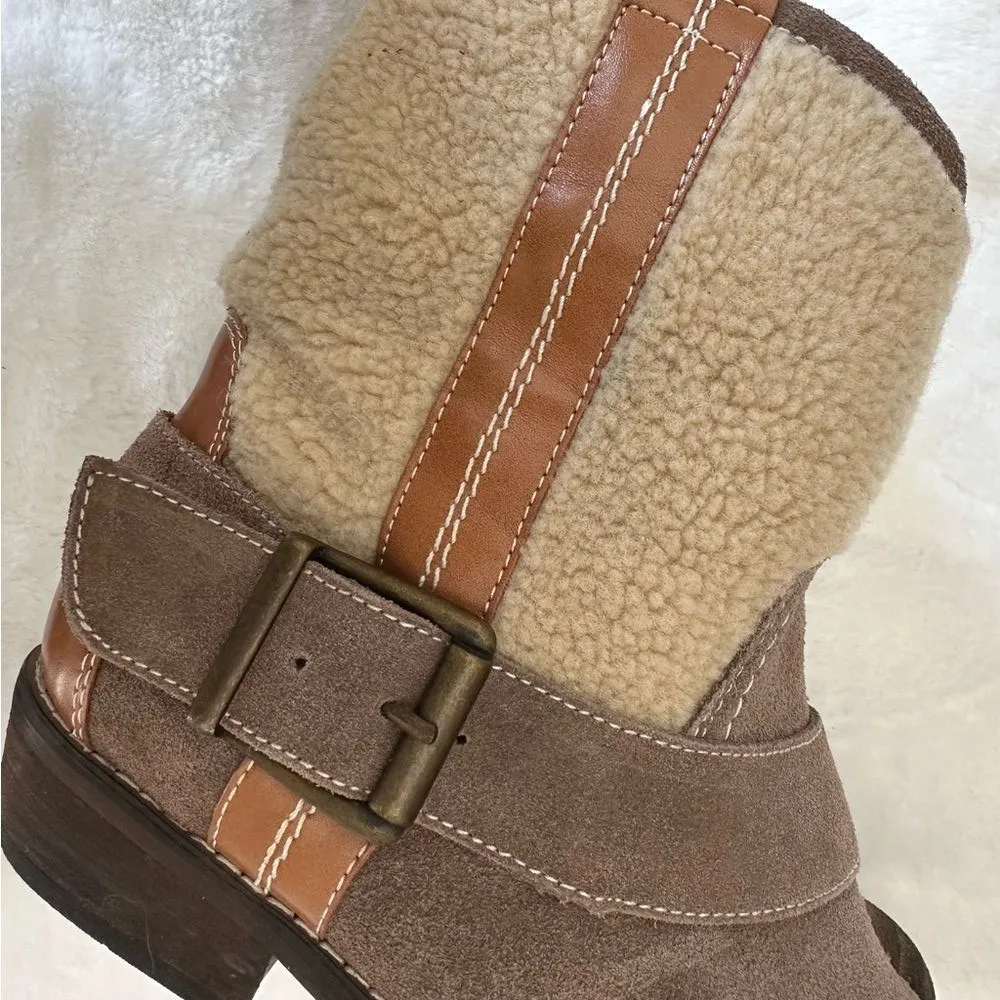 Kelsi Dagger Leather Sherpa Booties Size 8 - Image 13