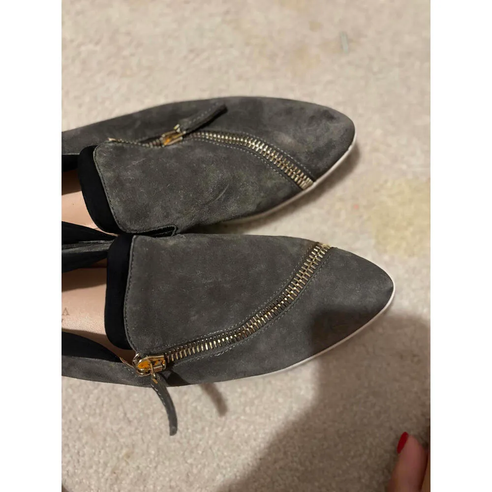NWOT Furla Suede Slip-On Shoes with Zipper - Image 4
