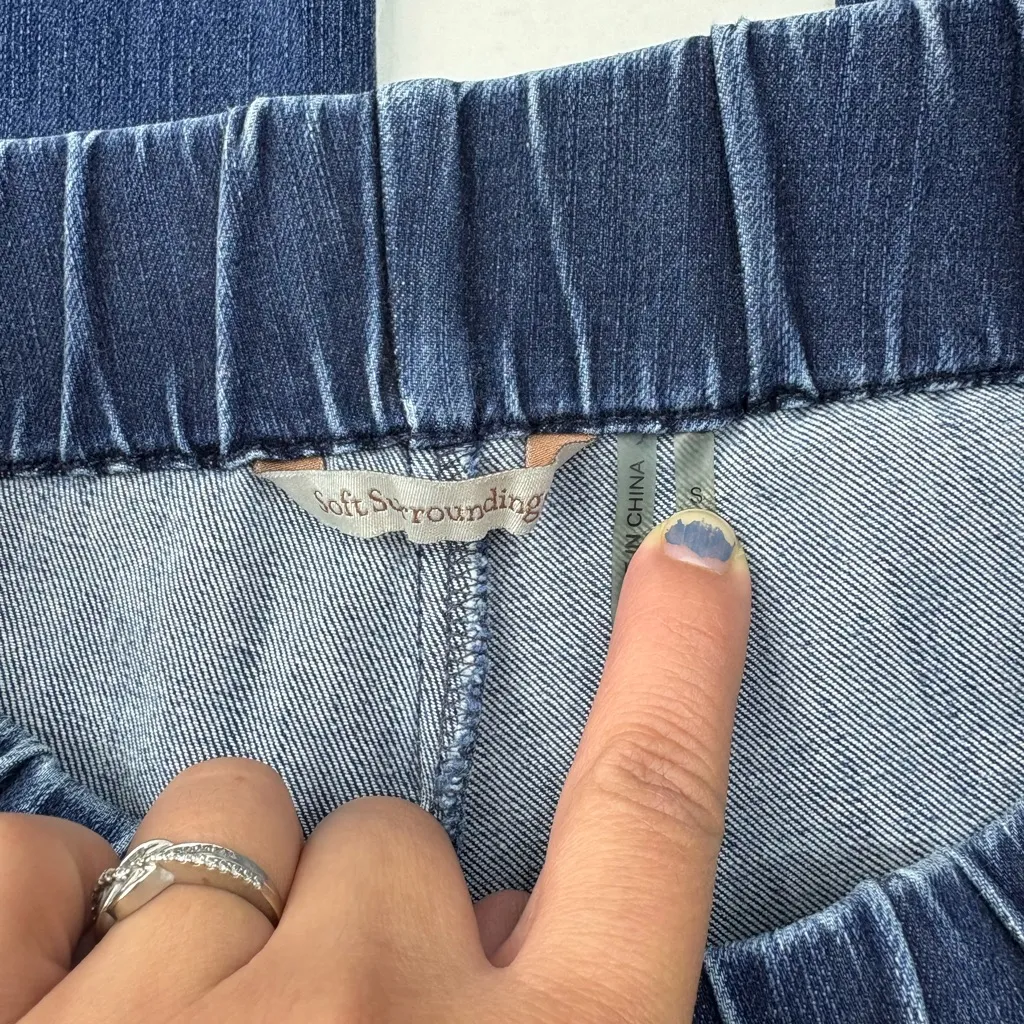 Soft Surroundings Dark Wash Pull On Stretch Jeggings - Image 2