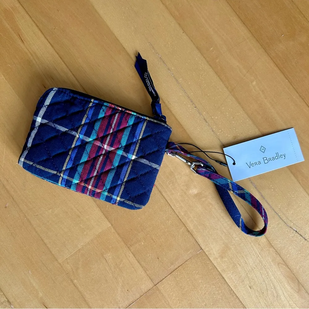 Vera Bradley Clip & Zip Mini Pouch Wristlet, Tartan Plaid, Navy, Red, Green - Image 11