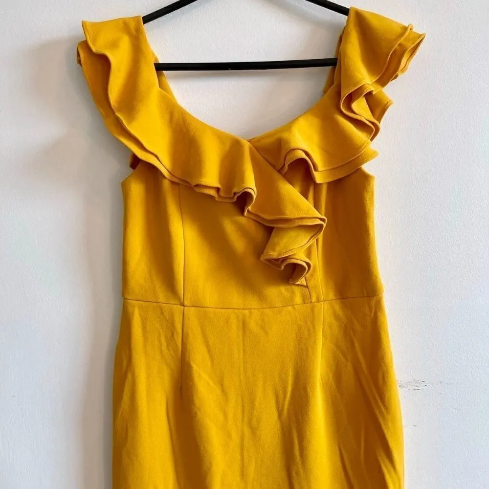 Lulus Off the Shoulder Gold Ruffled Mini Dress - L - Image 2