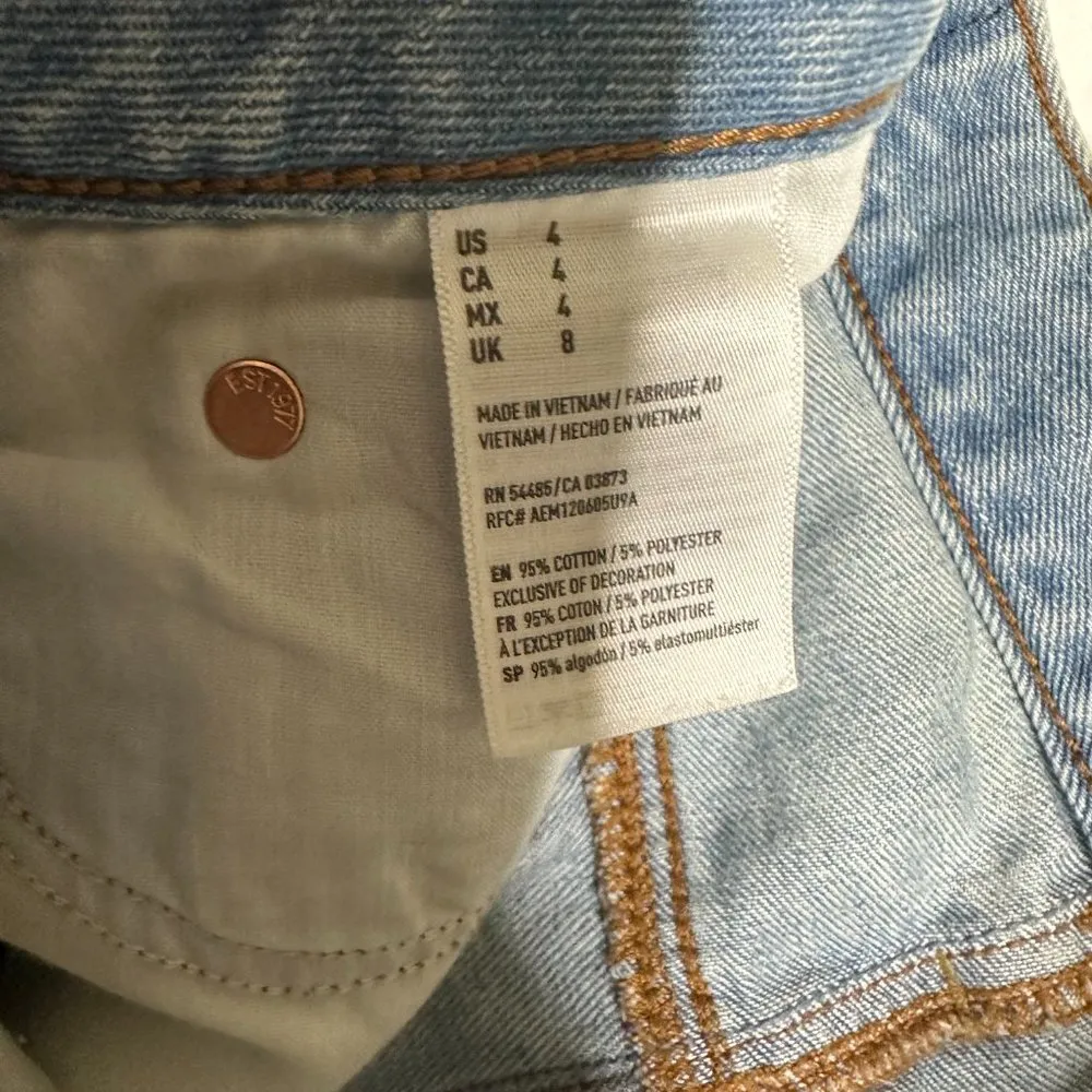 American Eagle Light Blue Distressed Denim Mini Skirt Women's 4 - Image 3