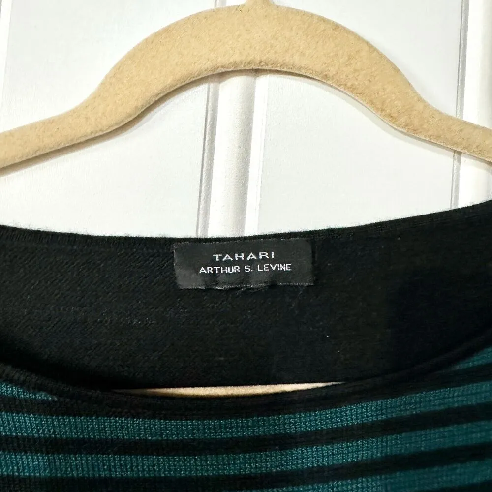 TAHARI Sweater Women Size L Black Asymmetrical Long Sleeve Wide Neck Wool - Image 4