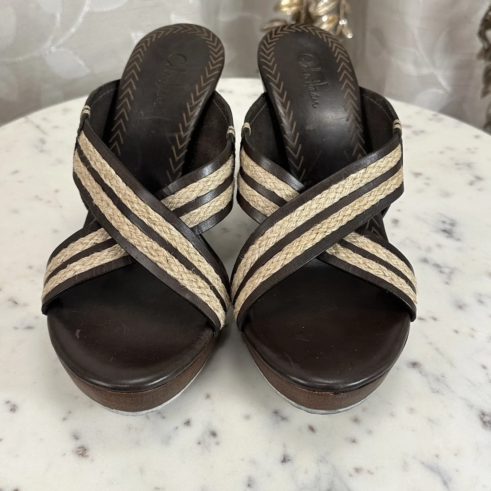 Cole Haan Womens Skylar Slide Open-Toe Cross‎ Straps Sandals Heels SZ 8 B - Image 9