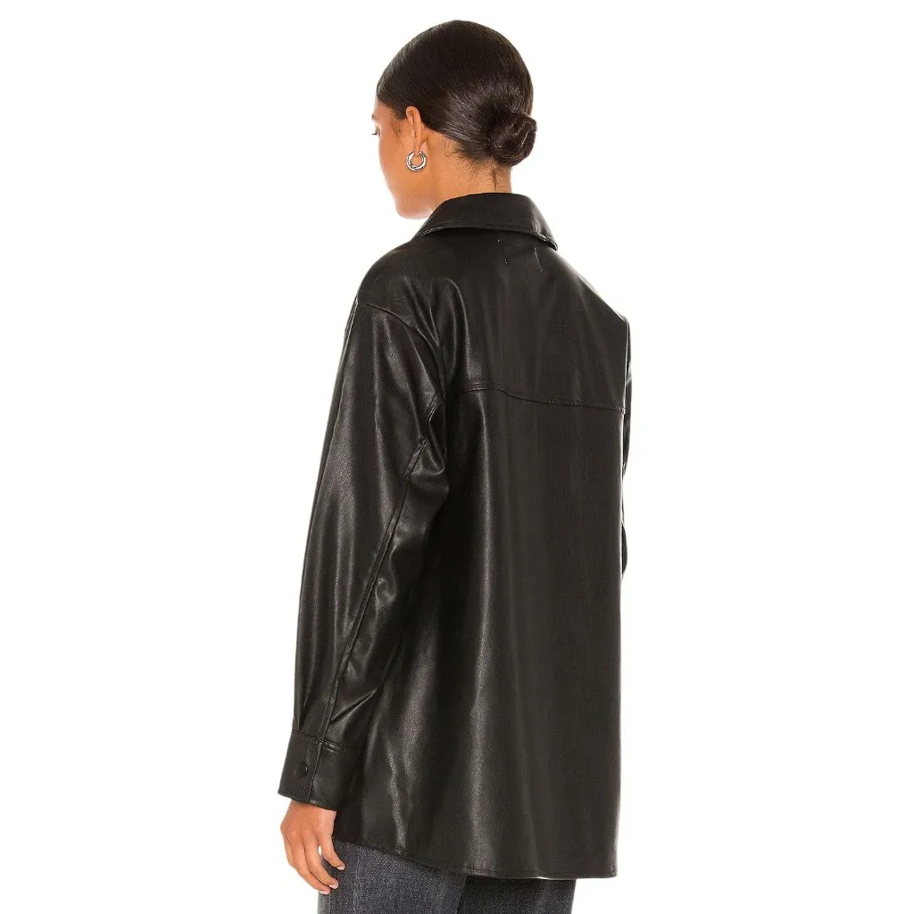 Steve Madden Faux Good Measure Shacket in Black XSmall Womens Vegan Shirt - Image 2