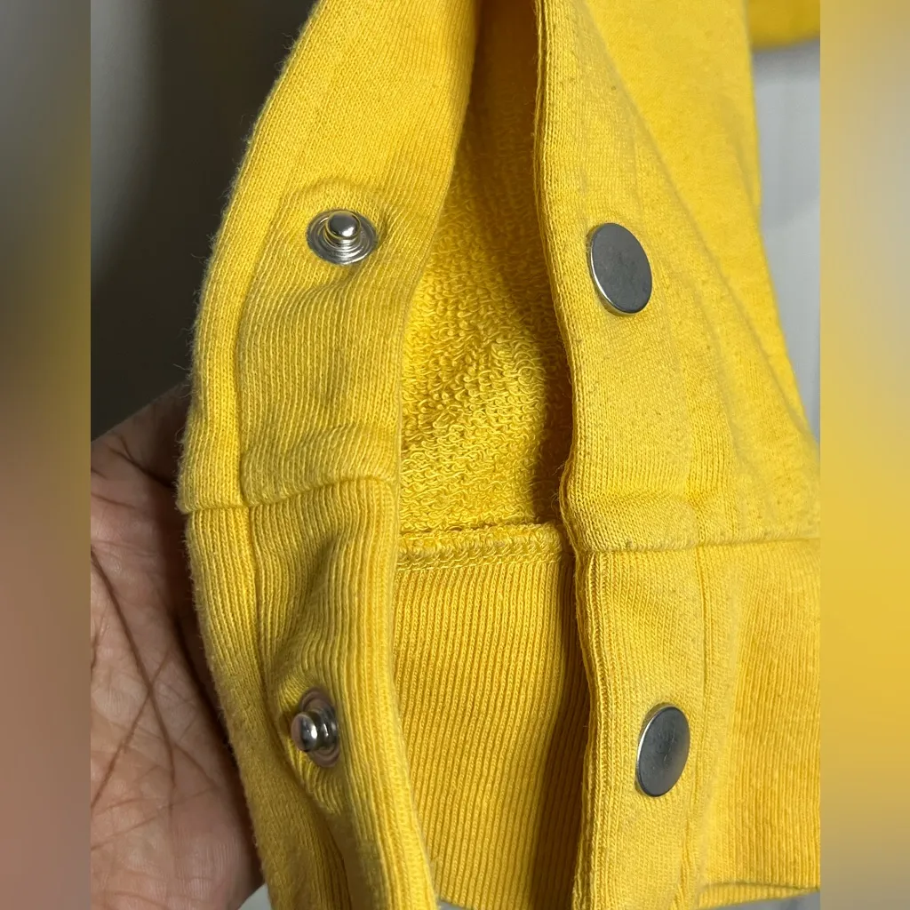 Victoria’s Secret Pink Cropped Sweatshirt -Snaps on sleeves - Yellow - Sz. Large - Image 7