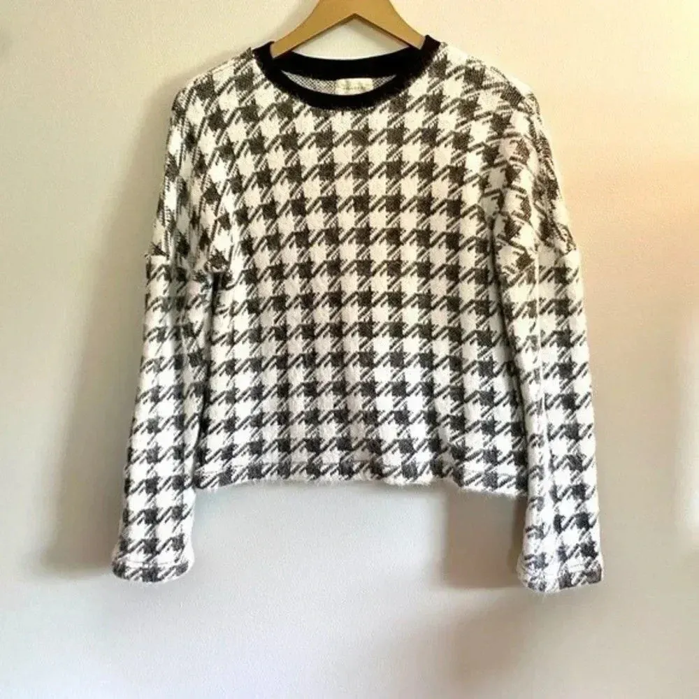 MELLODAY  Fuzzy Houndstooth Sweater - Image 2