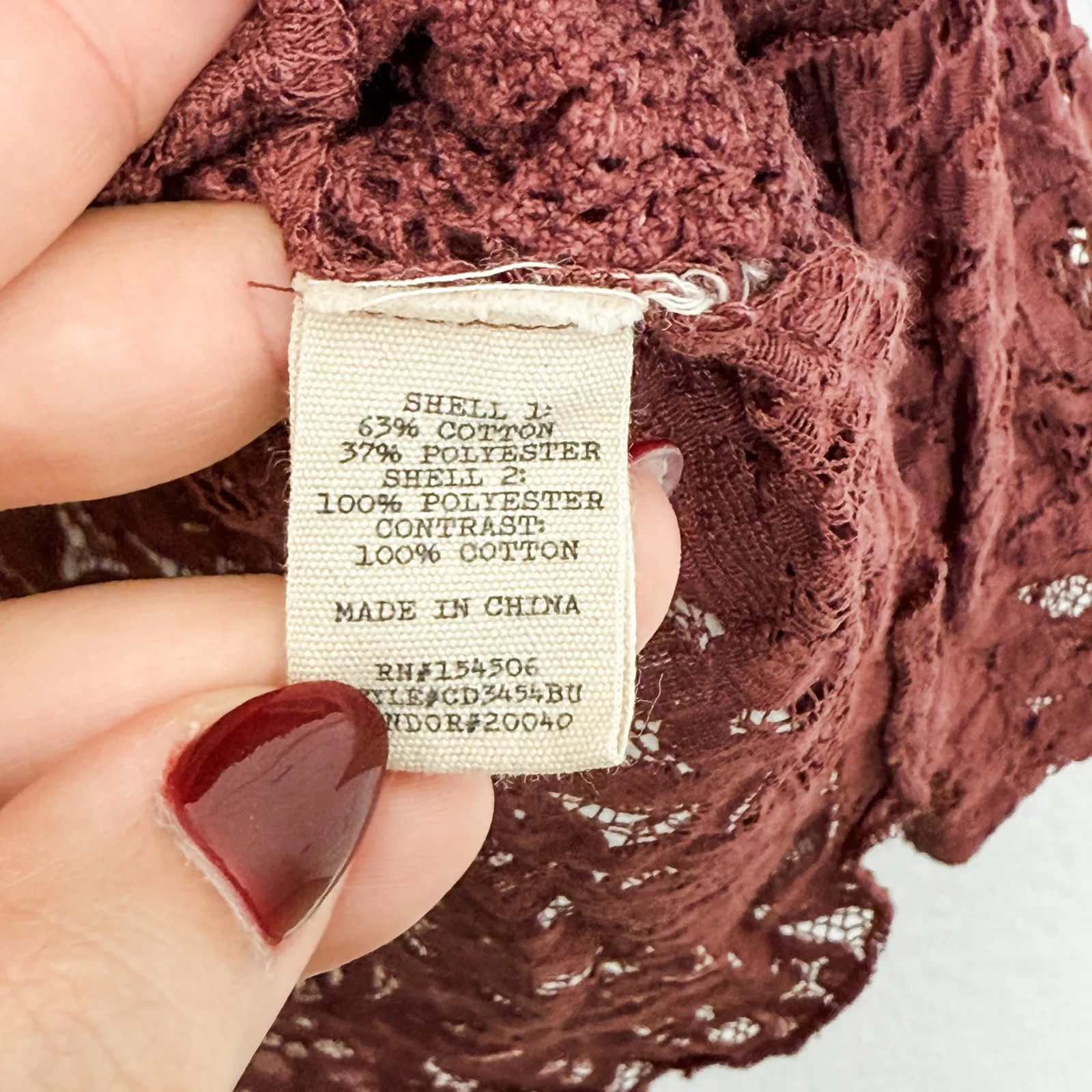 Gimmicks BKE Womens Lace Top Sz L Mauve Long Sleeve Boho Coquette Romantic Fairy - Image 6