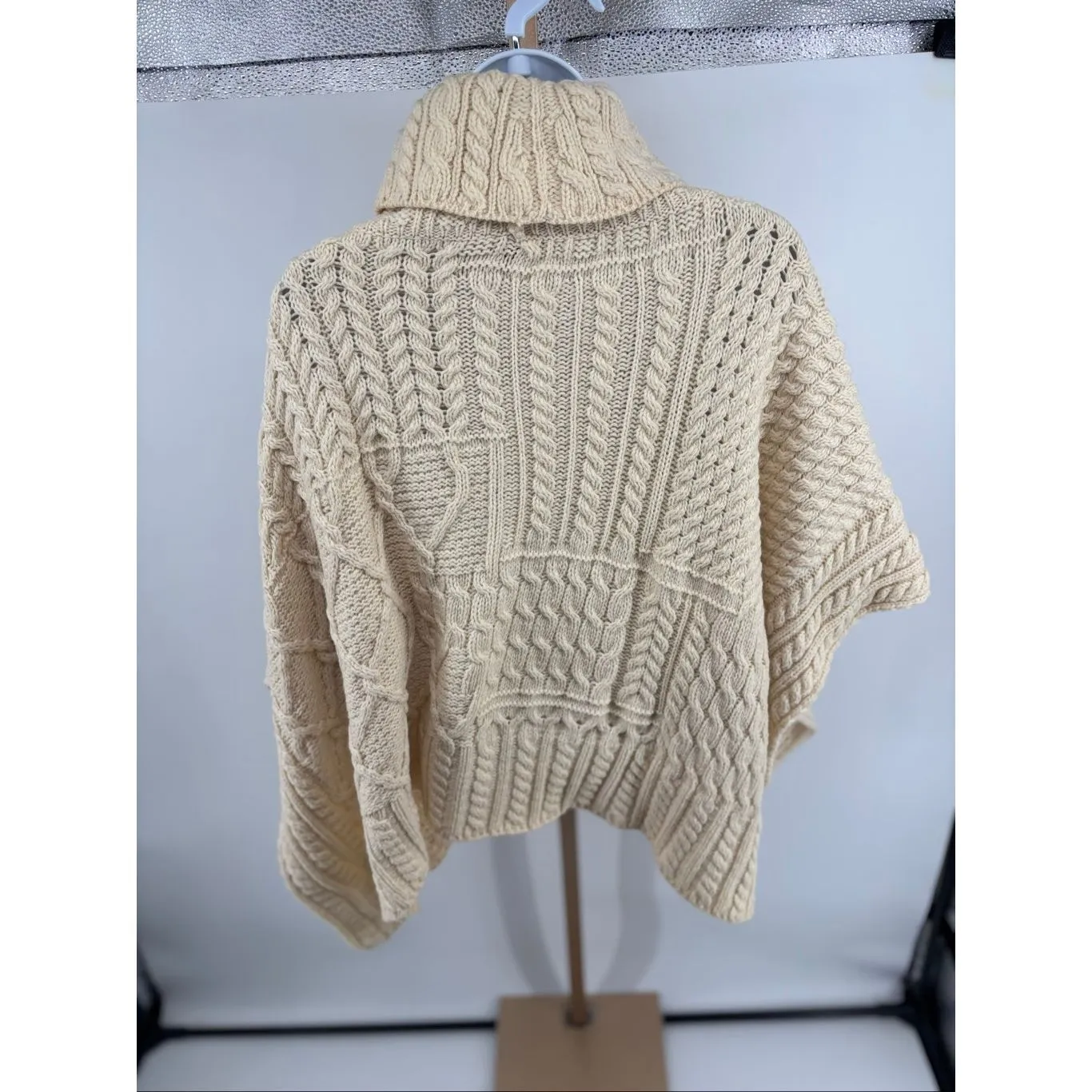 Carraig Donn Sweater Womens Cableknit Cape Pullover Turtleneck Poncho Fisherman - Image 6