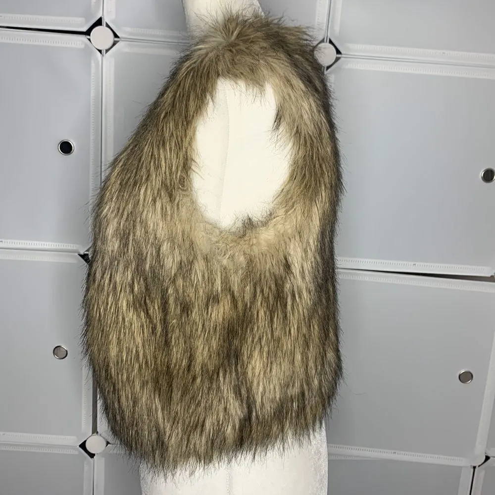 Forever 21 Shaggy Faux Fur Brown Vest Size Small - Image 12