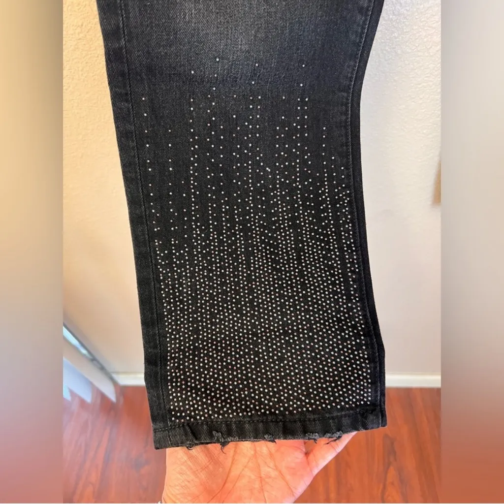 Current/Elliot 100 Cotton Belmont Slim Crop Boyfriend Embellished Jeans Size 30 - Image 4