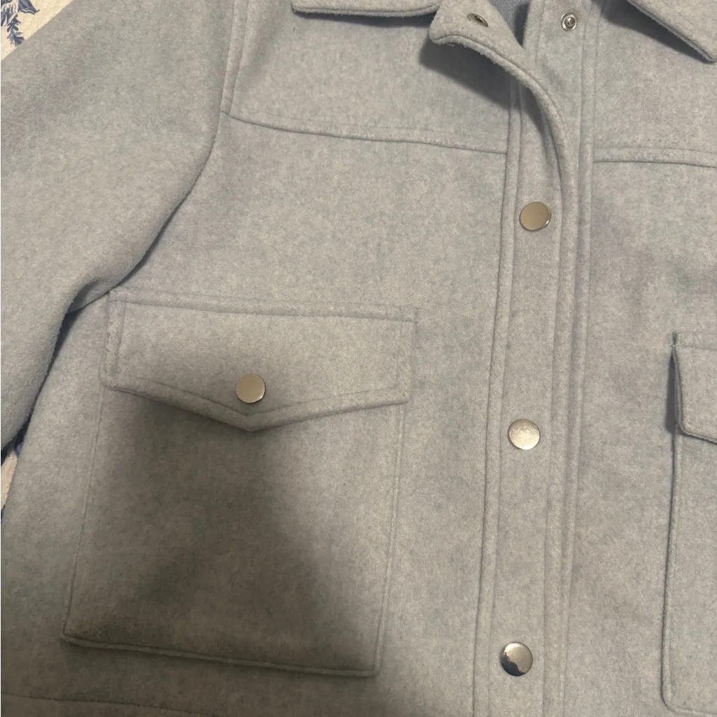 Zara Cropped Soft Jacket in Sky Blue - Image 4