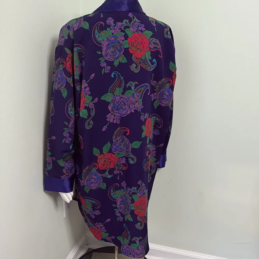 Victoria Secret gold label vintage purple double breasted rose robe large - Image 6