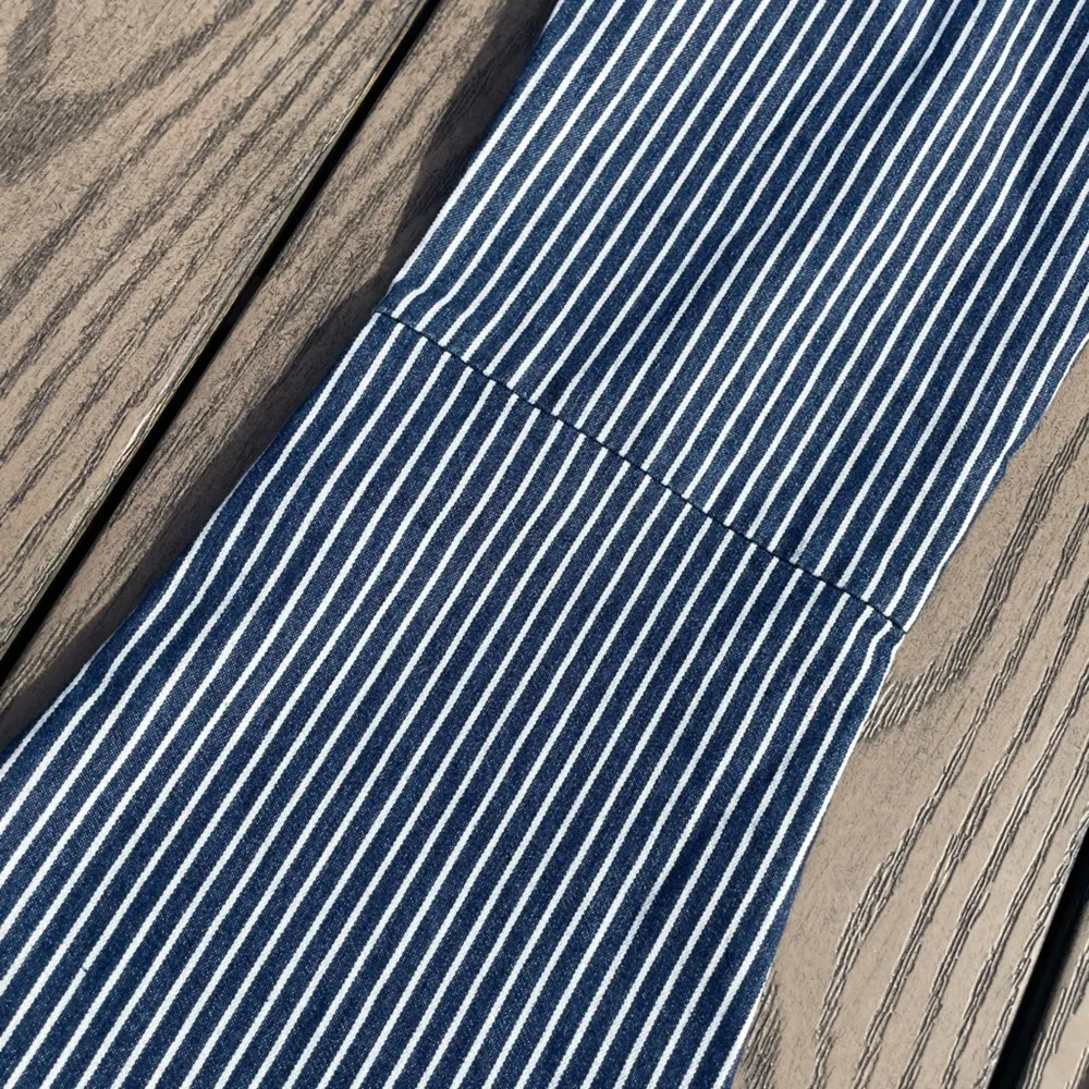 Altar’d State Size Small Pinstriped Flare Bellbottom Pull-on Jeans White & Blue - Image 6