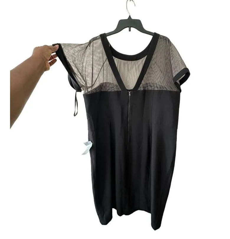 Maggy London Illusion yoke crepe cocktail dress Size 14 With Sheer Sleeves 24W - Image 6