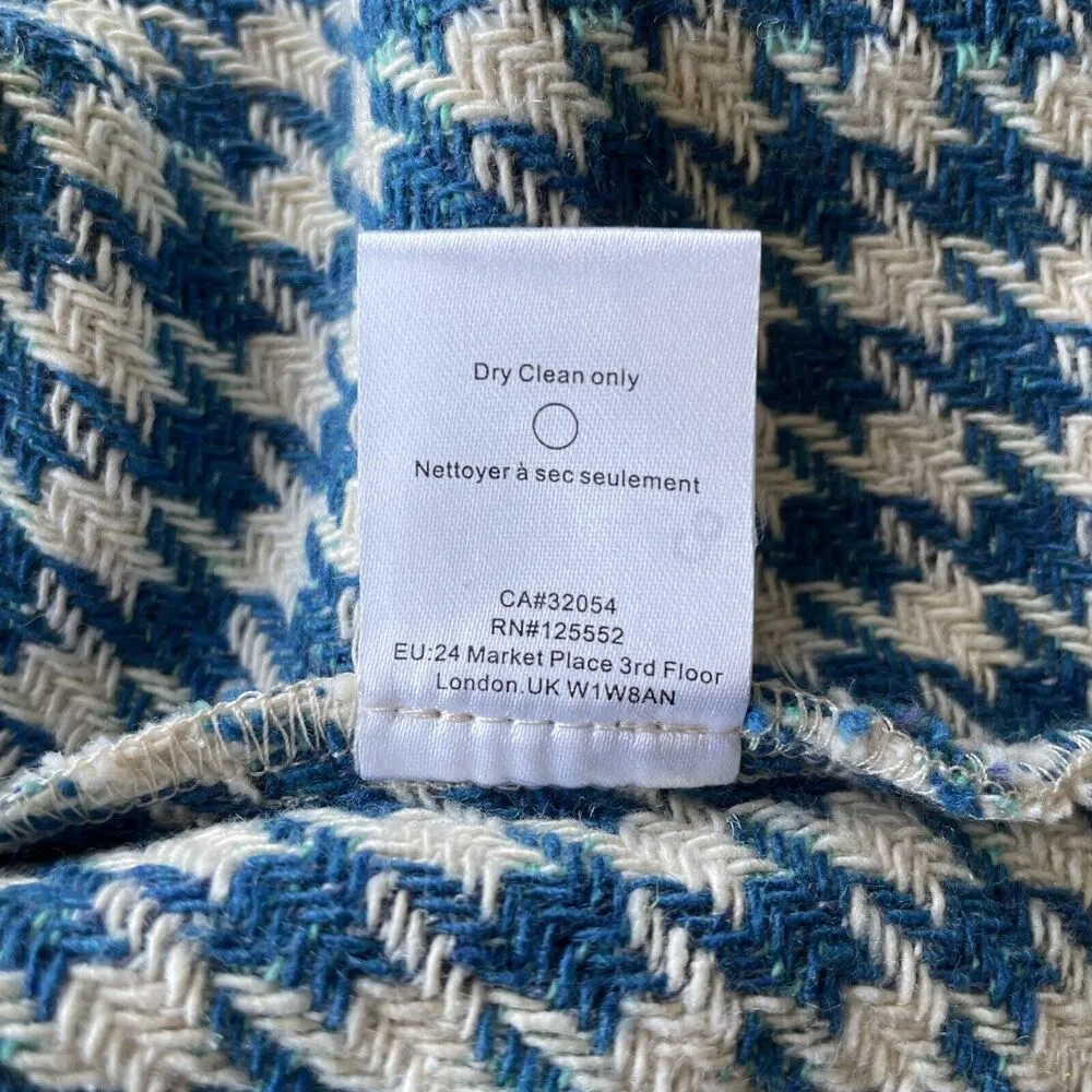 Anthropologie Dolan Left Coast Cropped Jacket Women XS Blue Houndstooth Print - Image 13