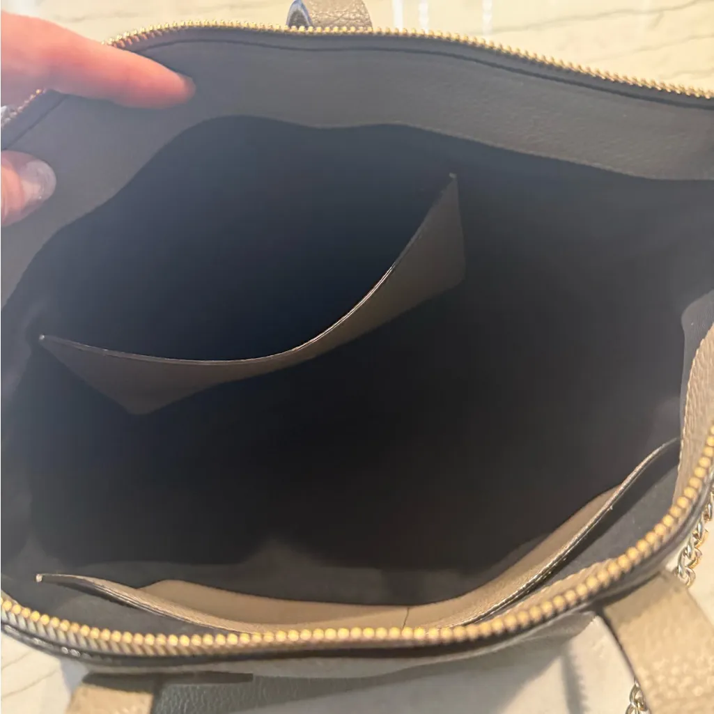 Jimmy Choo Taupe Leather Bria Tote S with Shoulder Strap - Unbranded Chain Strap - Image 13