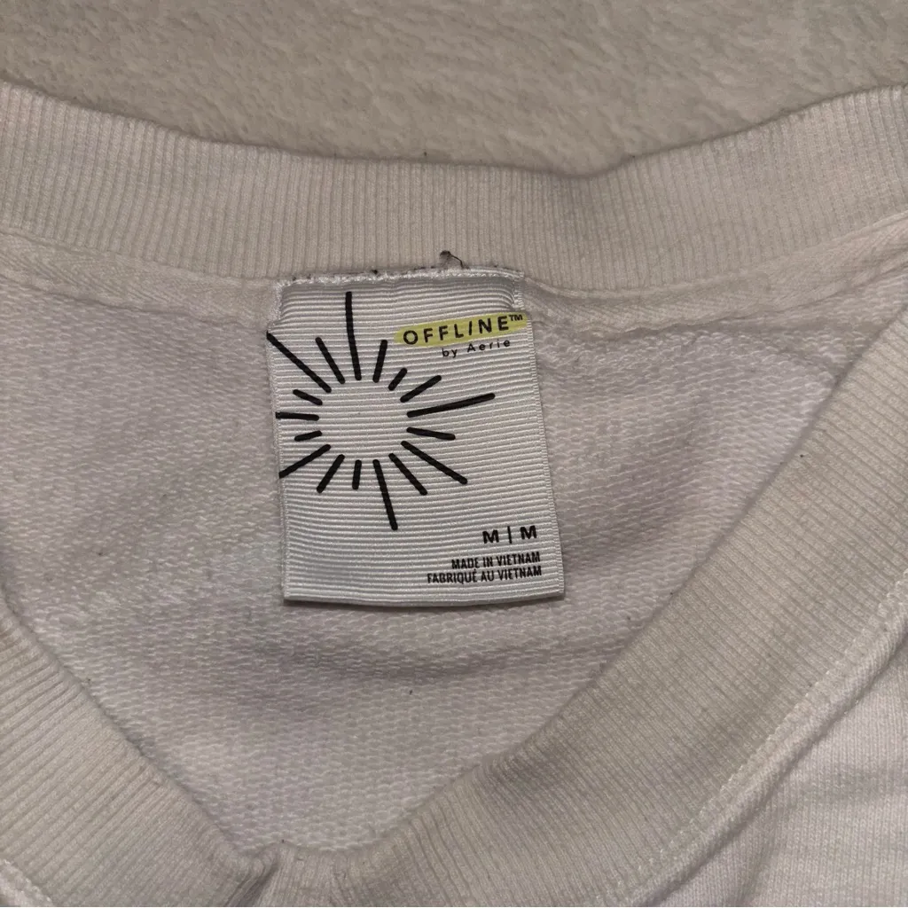 Aerie White Cropped Sweatshirt - Image 2