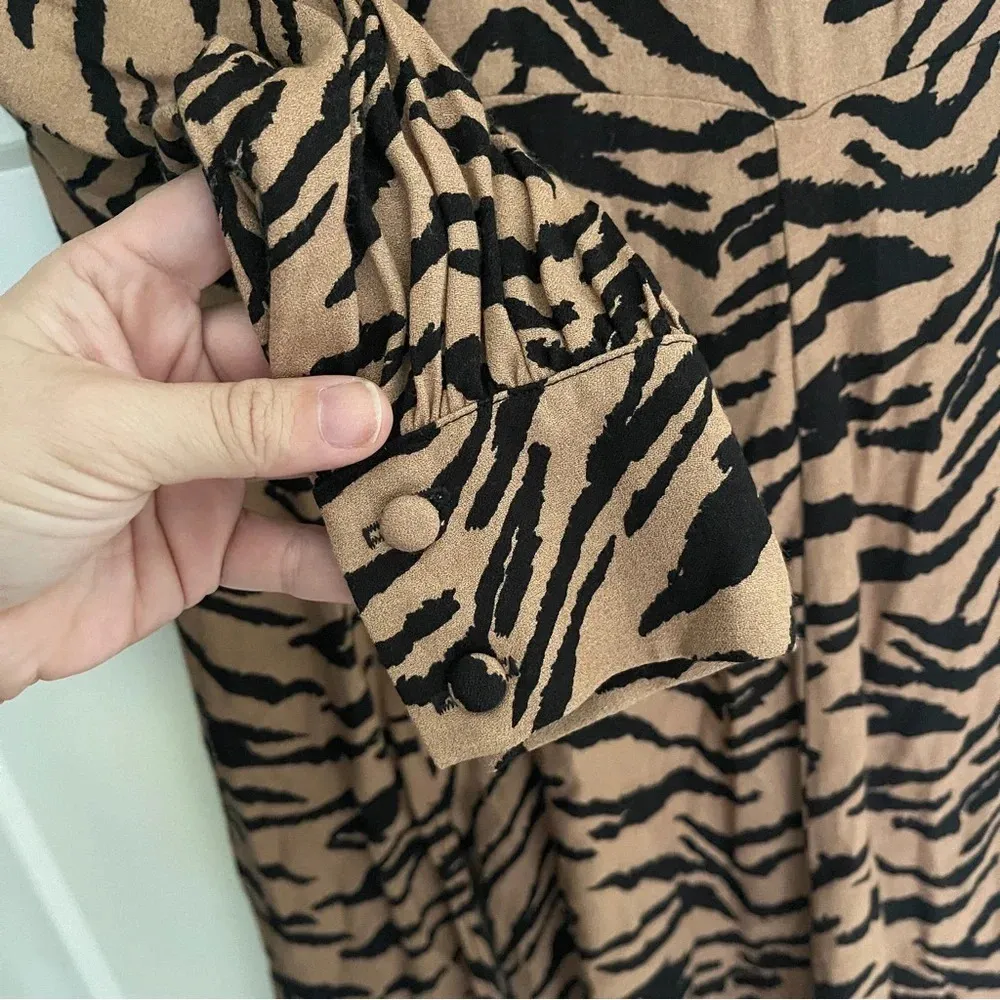 Reformation Brown Creed Button Back Long Sleeve Slit Dress - Image 4