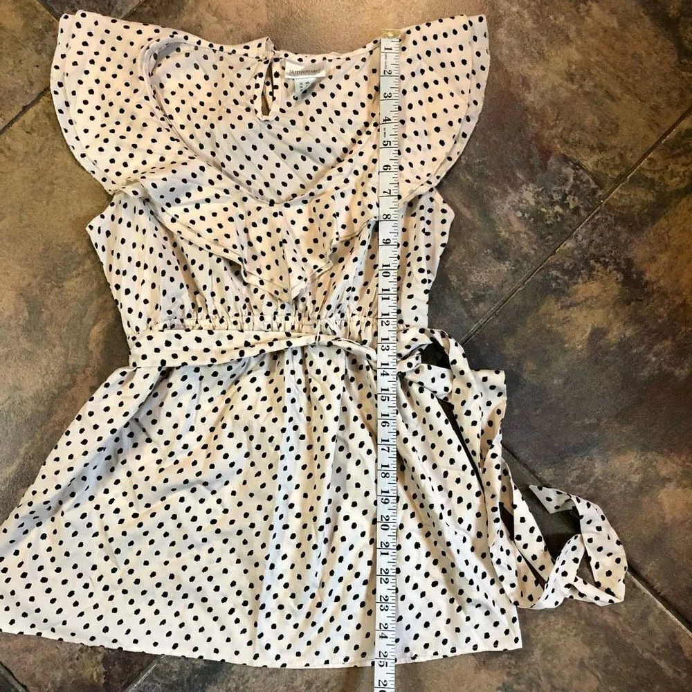 Motherhood Maternity Cream With Black Dots Blouse Waist Belt - Image 6