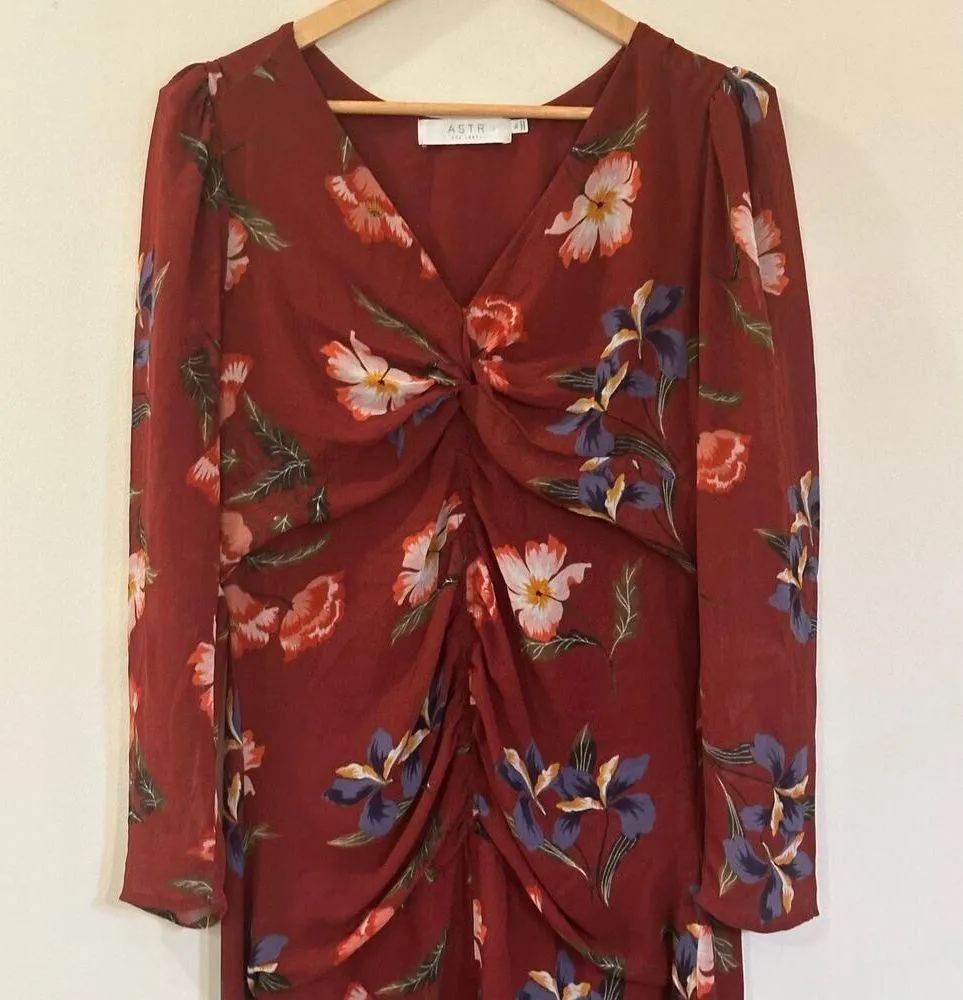 ASTR The Label Floral Ruched Front Hilow Floral Dress sz XL - Image 3