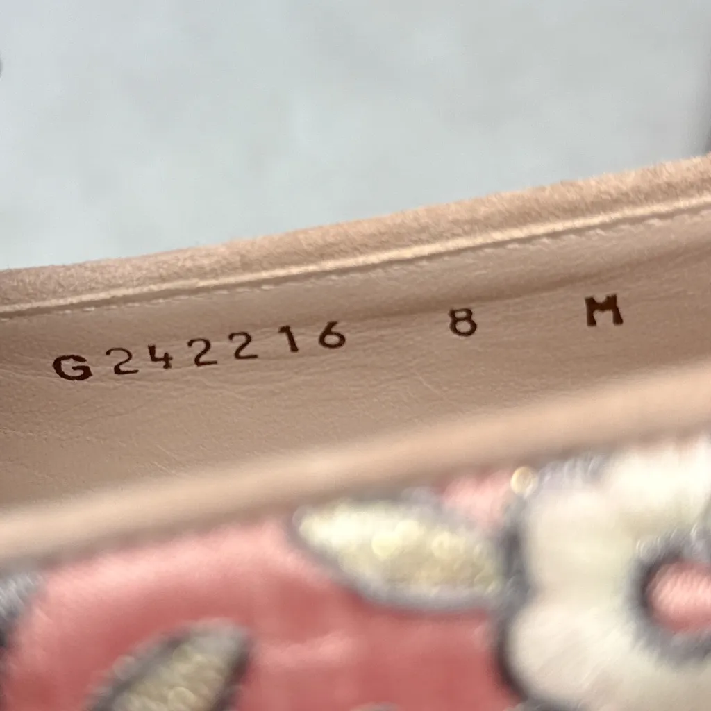 Stuart Weitzman Pipearky Floral Rose Blossom Embroidery Smoking Loafer Flat Pink - Image 10