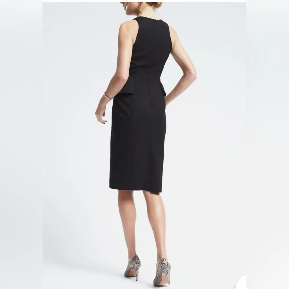 NWT, Banana Republic Bi-Stretch Side-Peplum Sheath Dress, Black, Sz 0 - Image 3