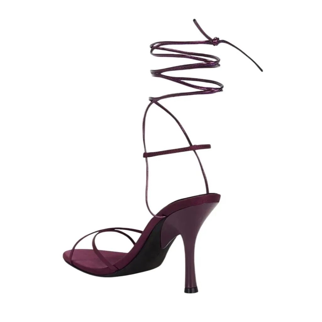 Jeffrey Campbell Avani Sandals in Eggpant Satin Purple 6.5 with box Womens Heel - Image 3