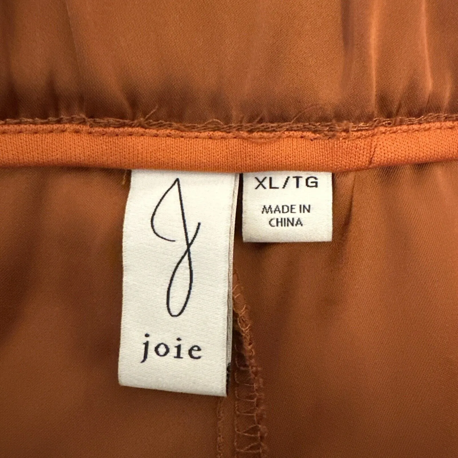 Joie Womens Wide Leg Cropped Belted Pants Size XL Terracotta Satin Pockets - Image 6