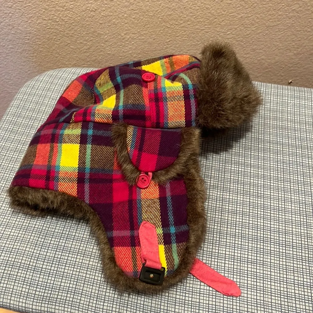 D&Y Plaid Faux Fur Lined Trapper Hat - Image 2