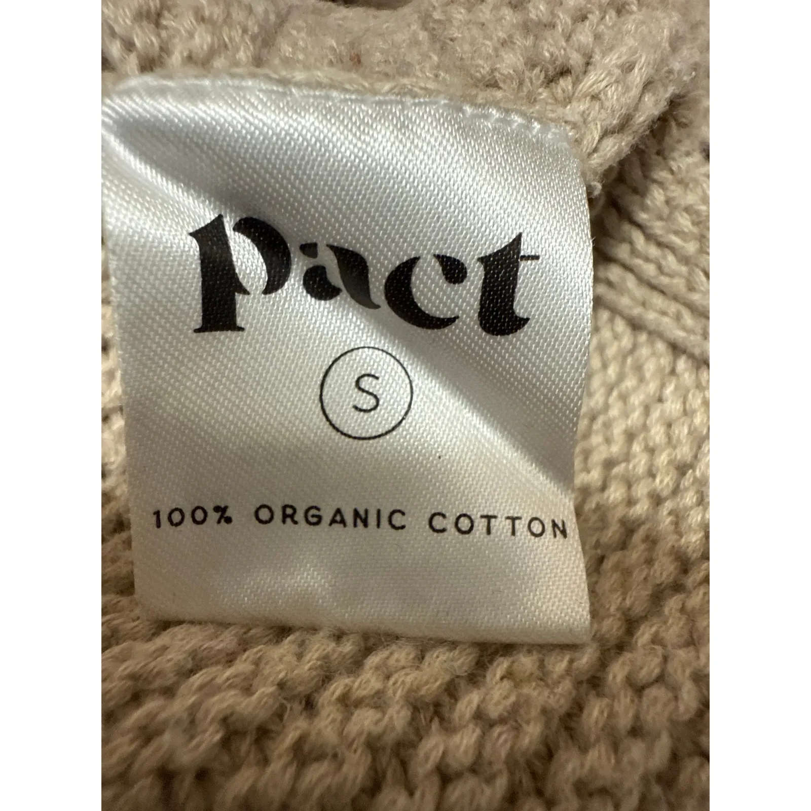 Pact Women's Cream Rib Knit High Neck Long Sleeve Oversized Sweater Top Size S - Image 4