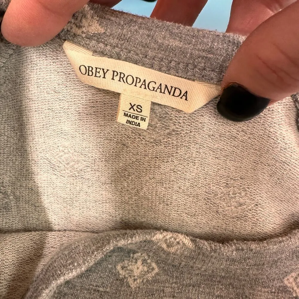 Obey Propaganda Grey Long Sleeve Sweatshirt Dress w/ Zippers Size XS - Image 8